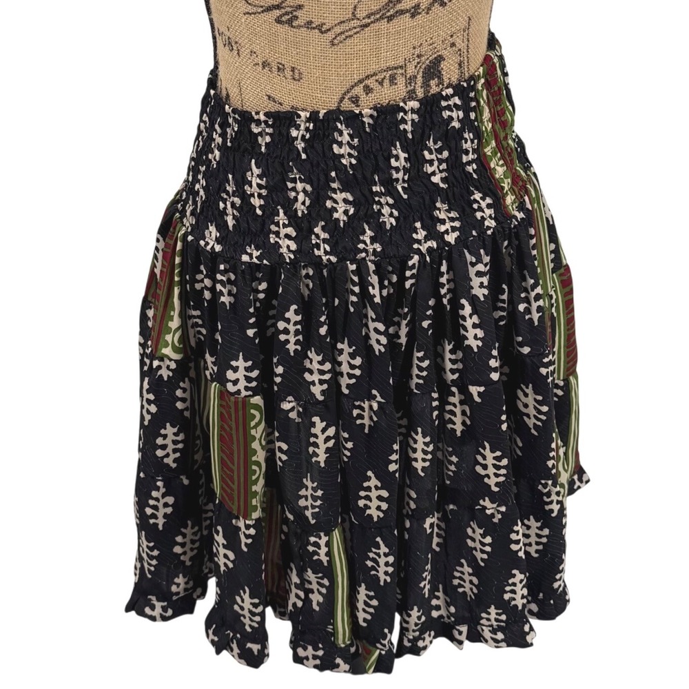 Earthbound Trading Co Tiered Skater Skirt‎ Lg Ruffle Boho Hippie Phoebe Buffay - Picture 7 of 9